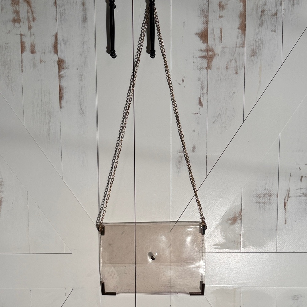 Clear Transparent Concert/Festival Crossbody Purse with Gold Chain